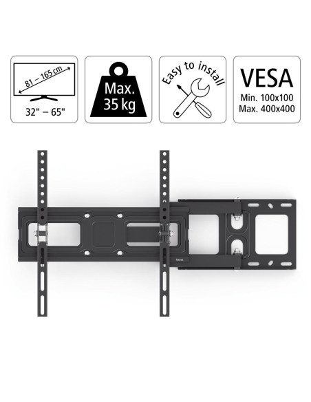 Стенна стойка Hama Fullmotion TV, 32-65-quot,, регулируема, Черна
