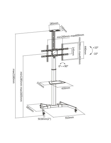 Мобилна стойка, 37-quot,-70-quot,, За под, ACT AC8370