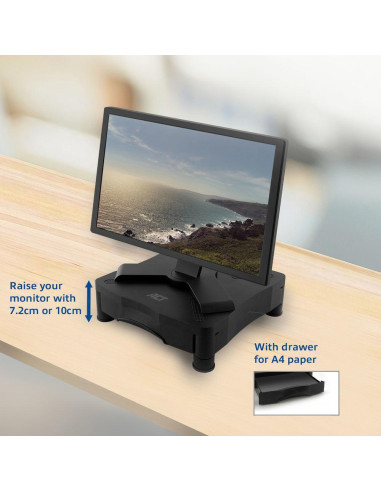 ACT Стойка за монитор с едно чекмедже, регулируема височина, AC8200