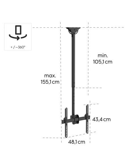 Стойка за таван Hama TV, въртяща се, накланяща се, 165 см (65-quot,) до 50 кг, 220878