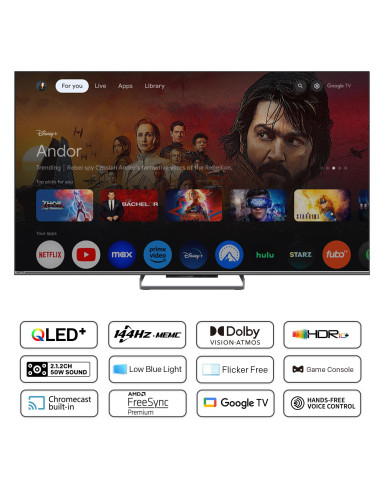 Телевизор METZ 55MQE8000Z, 55-quot,(139 см), QLED UHD Google TV, Dolby Vision, 144Hz