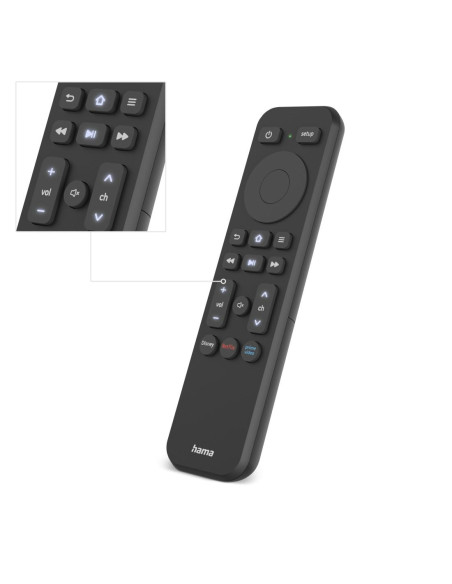 HAMA Дистанционно управление за TV + Netflix, Prime Video, бутони Disney+, програмируемо