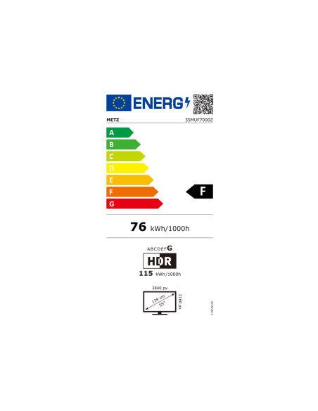 METZ Телевизор 55-quot, UHD LED SMART TV,4K, Google TV, Frameless,2x10W