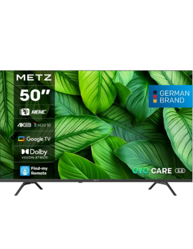 METZ Телевизор 50-quot, UHD LED SMART TV, 4K Ultra HD, Google TV, Frameless