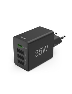 HAMA Мини Зарядно 220V 35 W, 1x USB-C PD, 3x USB-A, Черно