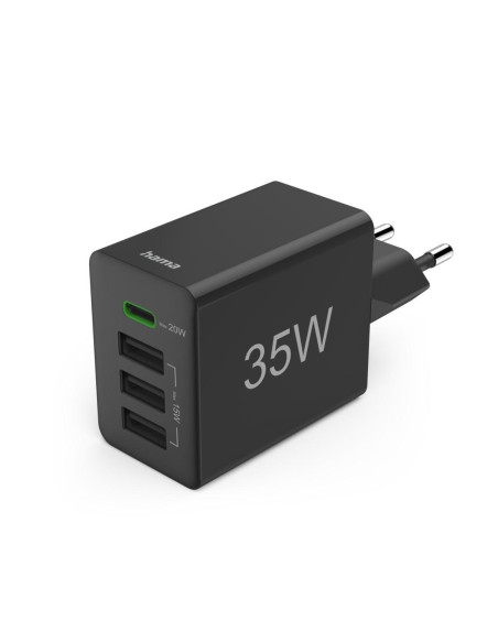HAMA Мини Зарядно 220V 35 W, 1x USB-C PD, 3x USB-A, Черно