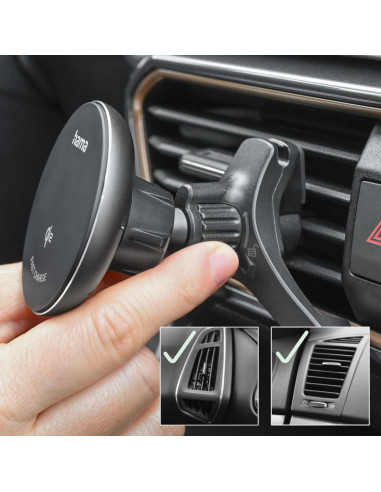 HAMA Безжично зарядно устройство Qi2, 15W, за кола, черно