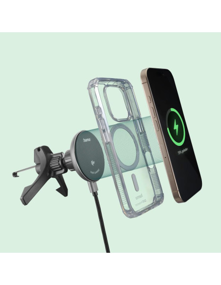 HAMA Безжично зарядно устройство Qi2, 15W, за кола, черно