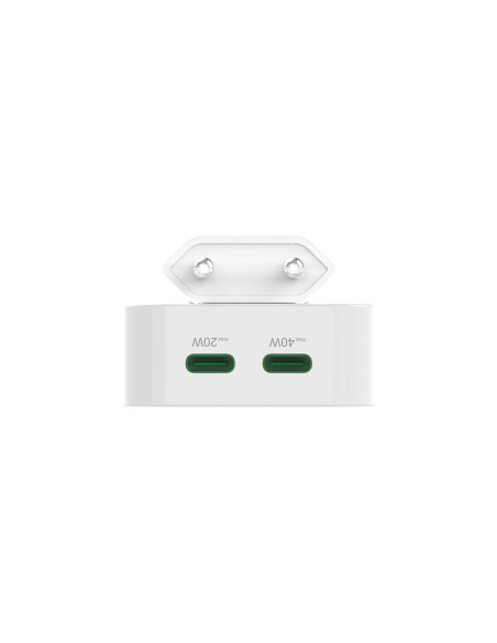 HAMA Бързо мини зарядно GaN, 2 x USB-C, PD, 40 W, сгъващ се адаптер, бял