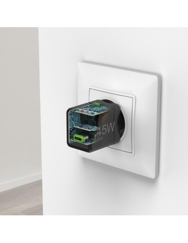 HAMA Бързо мини зарядно GaN, USB-C, PD, 45 W, черно