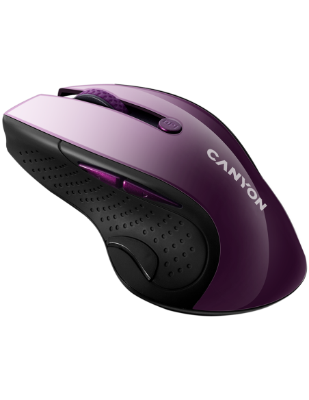CANYON 2.4Ghz wireless mouse, optical tracking - blue LED, 6 buttons, DPI 1000/1200/1600, Purple pearl glossy
