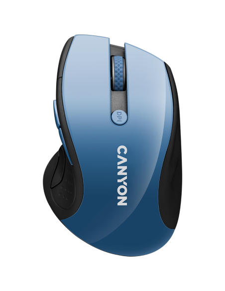 CANYON 2.4Ghz wireless mouse, optical tracking - blue LED, 6 buttons, DPI 1000/1200/1600, Blue Gray pearl glossy