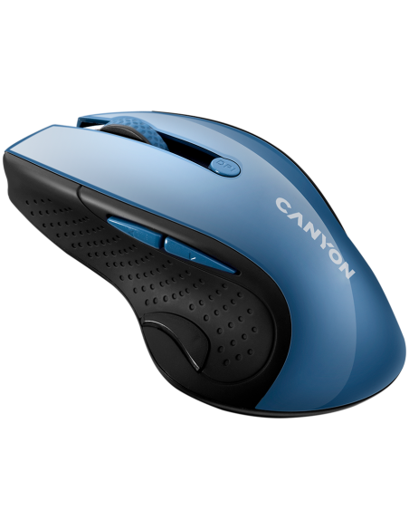 CANYON 2.4Ghz wireless mouse, optical tracking - blue LED, 6 buttons, DPI 1000/1200/1600, Blue Gray pearl glossy