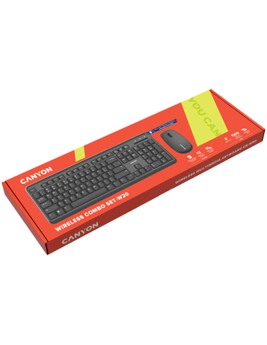 CANYON SET-W20, Wireless combo set,Wireless keyboard with Silent switches,105 keys,BG layout,optical 3D Wireless mice 100DPI 