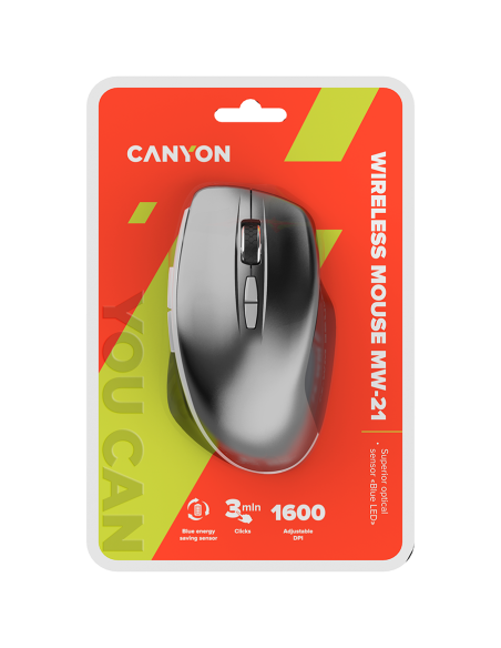 CANYON mouse MW-21 BlueLED 7buttons Wireless Dark Grey