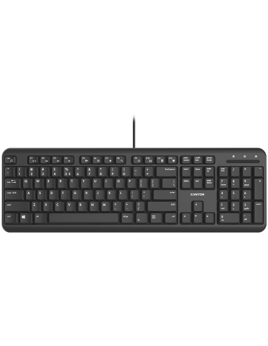 CANYON HKB-20, wired keyboard with Silent switches ,105 keys,black, 1.8 Meters cable length,Size 44214217.5mm,460g,BG layout
