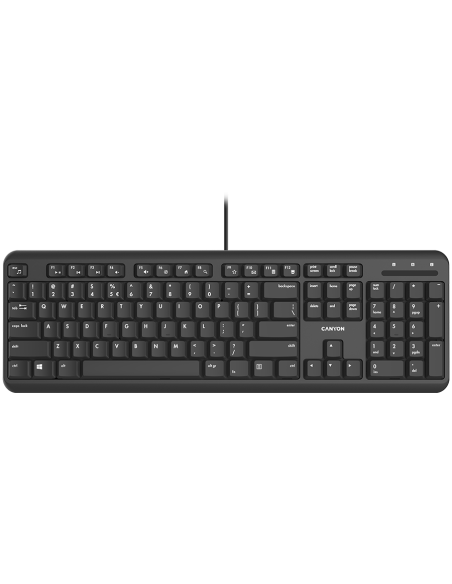 CANYON HKB-20, wired keyboard with Silent switches ,105 keys,black, 1.8 Meters cable length,Size 44214217.5mm,460g,BG layout