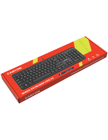 CANYON HKB-20, wired keyboard with Silent switches ,105 keys,black, 1.8 Meters cable length,Size 44214217.5mm,460g,BG layout