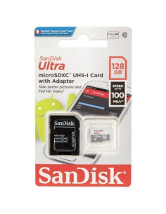 Карта памет SANDISK Ultra microSDHC UHS-I, 128GB, Class 10, 100Mb/s, Адаптер