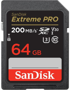 SanDisk Extreme PRO 64GB SDXC Memory Card + 2 years RescuePRO Deluxe up to 200MB/s - 90MB/s Read/Write speeds, UHS-I, Class 1