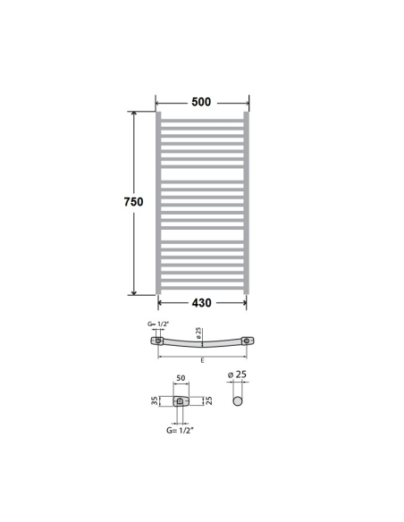 Стоманена лира за баня LUX 750/500 - 588W
