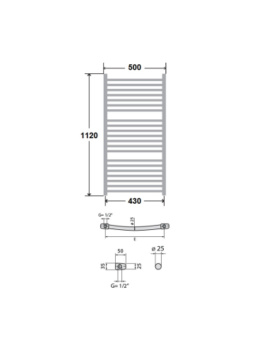 Стоманена лира за баня LUX 1120/500 - 882W