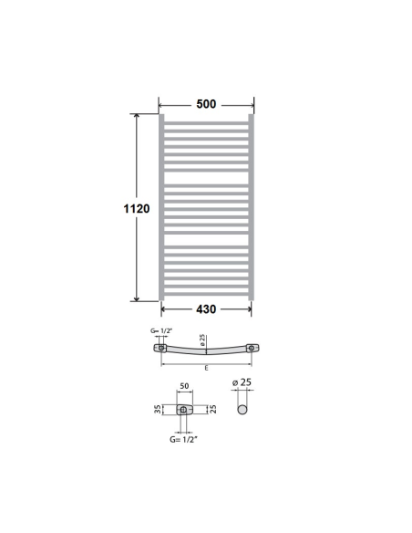 Стоманена лира за баня LUX 1120/500 - 882W
