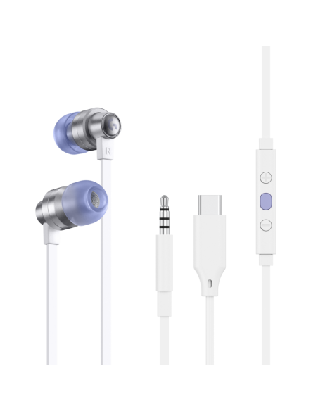 Геймърски слушалки с микрофон Logitech G333 In-ear 3.5 mm + USB-C adapter, тапи жични, бели