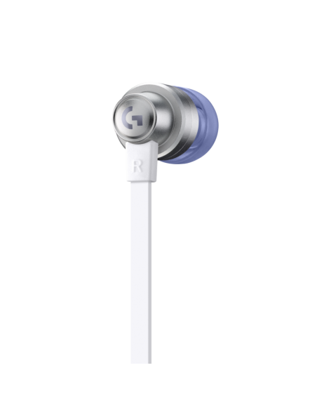 Геймърски слушалки с микрофон Logitech G333 In-ear 3.5 mm + USB-C adapter, тапи жични, бели