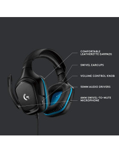 Геймърски слушалки Logitech G432, Микрофон, Черни 2