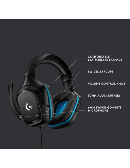 Геймърски слушалки Logitech G432, Микрофон, Черни