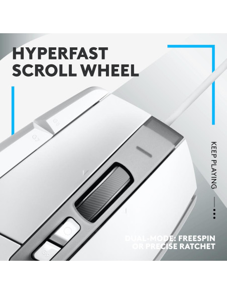 Геймърска мишка Logitech, G502 X, Оптична,  Жична, USB, Бяла