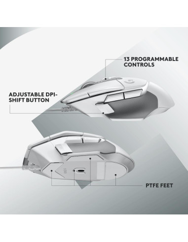 Геймърска мишка Logitech, G502 X, Оптична,  Жична, USB, Бяла