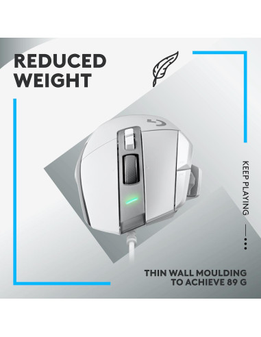 Геймърска мишка Logitech, G502 X, Оптична,  Жична, USB, Бяла