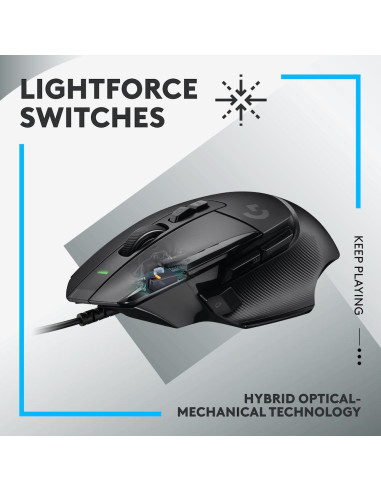 Геймърска мишка Logitech, G502 X, Оптична,  Жична, USB, Черна
