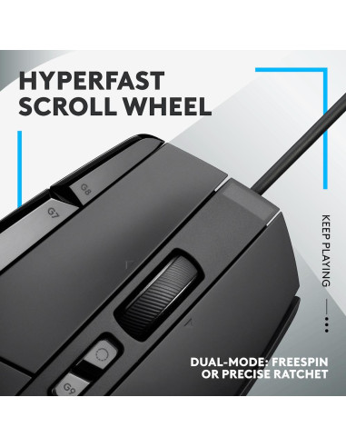 Геймърска мишка Logitech, G502 X, Оптична,  Жична, USB, Черна