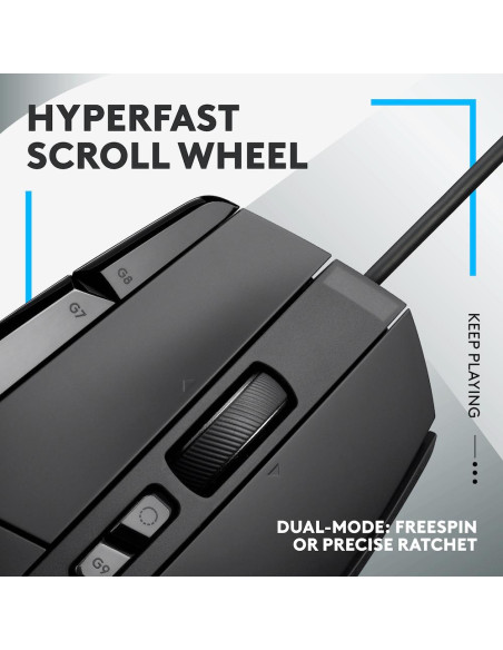 Геймърска мишка Logitech, G502 X, Оптична,  Жична, USB, Черна