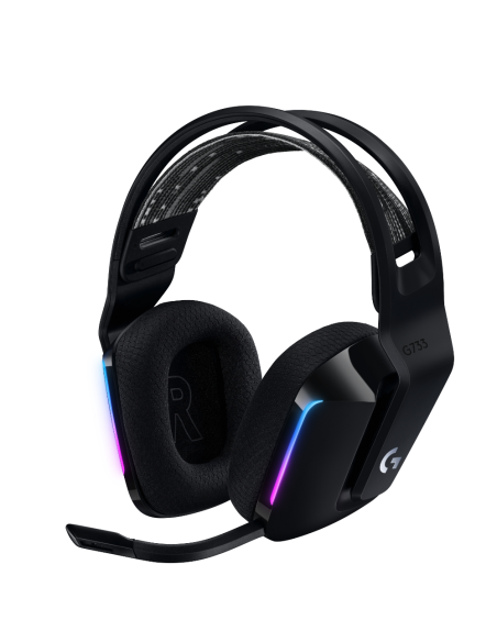 Геймърски слушалки Logitech G733 Lightspeed Wireless RGB, Микрофон, Черни
