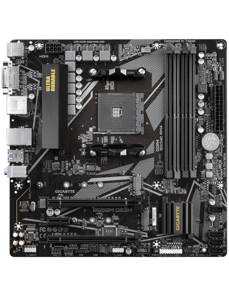 Дънна платка GIGABYTE B550M DS3H, Socket AM4, 4 x DDR4