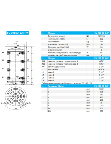 Буферен съд TESY „Анти Конденз“ 200л., емайлиран, подов монтаж