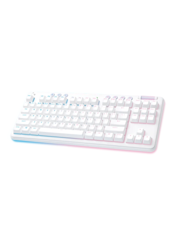 Безжична геймърска механична клавиатура Logitech G G715, TKL, Tactile, RGB LED, US Layout, бяла