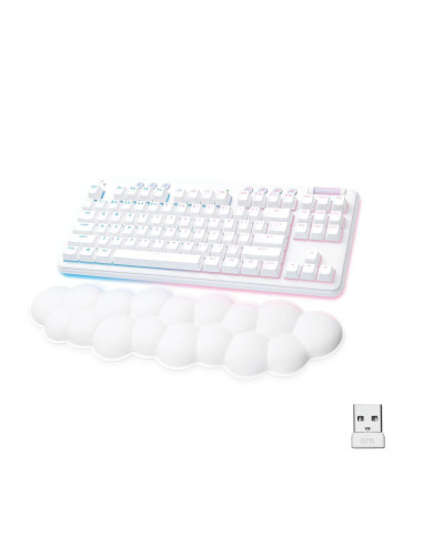 Безжична геймърска механична клавиатура Logitech G G715, TKL, Tactile, RGB LED, US Layout, бяла