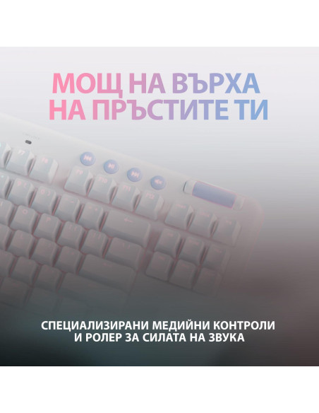 Безжична геймърска механична клавиатура Logitech G G715, TKL, Tactile, RGB LED, US Layout, бяла