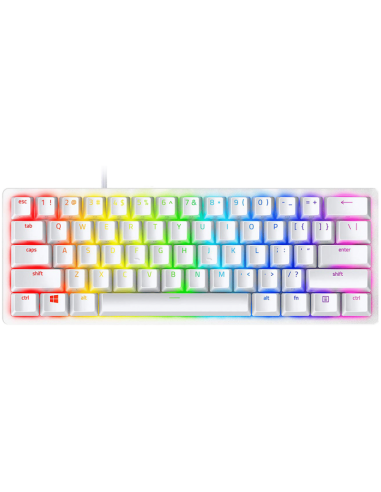 Razer Huntsman Mini White, Linear Optical Switch, size 60-, RGB Chroma, Doubleshot PBT Keycaps, Standard Bottom Row Layout, F