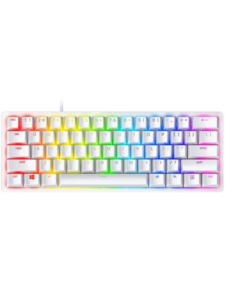 Razer Huntsman Mini White, Linear Optical Switch, size 60-, RGB Chroma, Doubleshot PBT Keycaps, Standard Bottom Row Layout, F