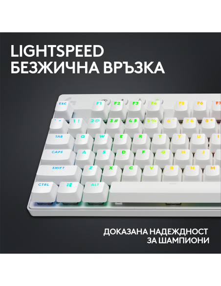 Геймърска механична клавиатура Logitech G Pro X TKL White - Tactile