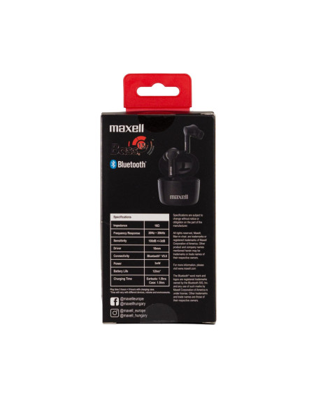 Блутут слушалки Maxell Bass13 TWS, True Wireless, Bluetooth 5.0, Черни