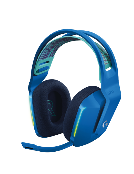 Геймърски слушалки Logitech G733 Blue Lightspeed Wireless RGB, Микрофон, Сини