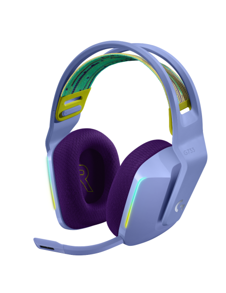 Геймърски слушалки Logitech G733 Lilac Lightspeed Wireless RGB, Микрофон, Лилави