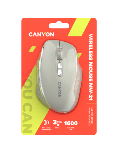 CANYON mouse MW-21 BlueLED 7buttons Wireless Cosmic Latte